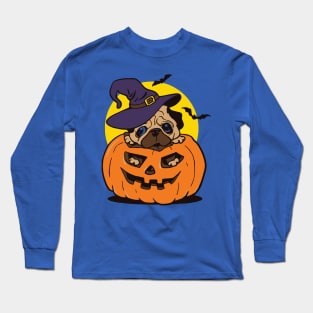 Pugkin Pug Dog Pumpkin Halloween Long Sleeve T-Shirt